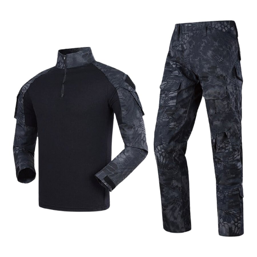 Combat Shirt & Trouser Set, Black / urban camo